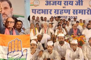 लखनऊ: अजय राय ने संभाली यूपी कांग्रेस की कमान, 'हर हर महादेव' के नारों से गूंजा पार्टी मुख्यालय 